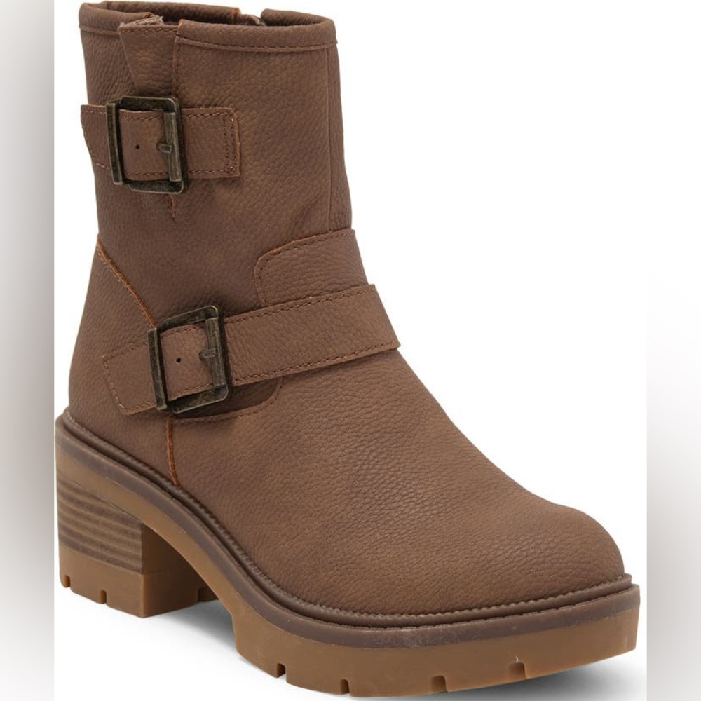 Brown Taupe Buckle Boots Platform Ankle Bootie with side zip
B O C BY BØRN